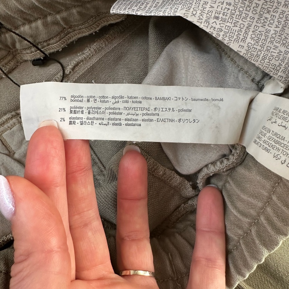 ZARA Man Olive Green Twill Jogger Pants Boys Size S Cotton Blend Elastic Cuff - Picture 9 of 10